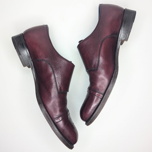 Salvatore Ferragamo double monk strap oxford shoes burgundy maroon size 9.5 EE main image 7